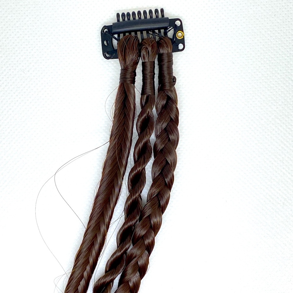 Synthetic Clip-In Hair Extensions with Brown Box Braids - Hair Accessory
